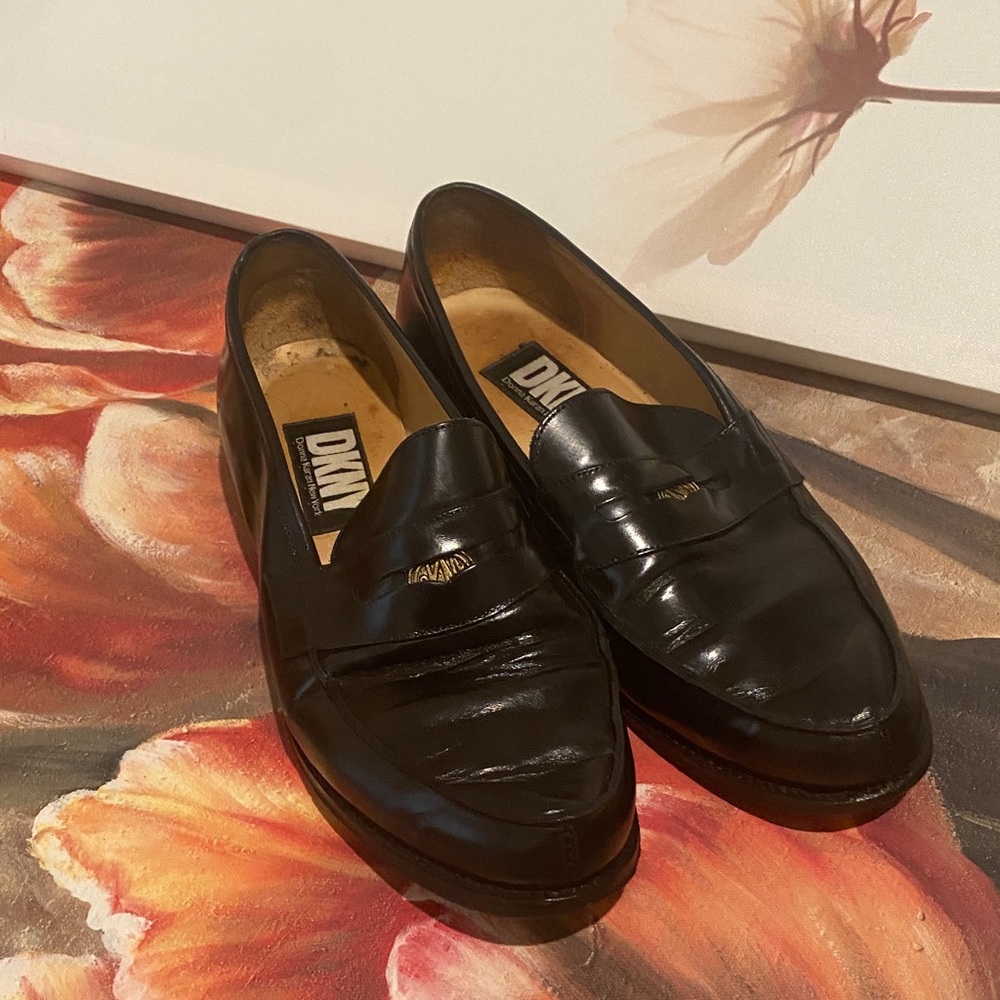 DKNY Women's Black Leather Loafers
